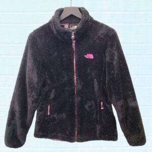THE NORTH FACE Fleece Teddy Jacket Black w Pink Accents Girls Size XL